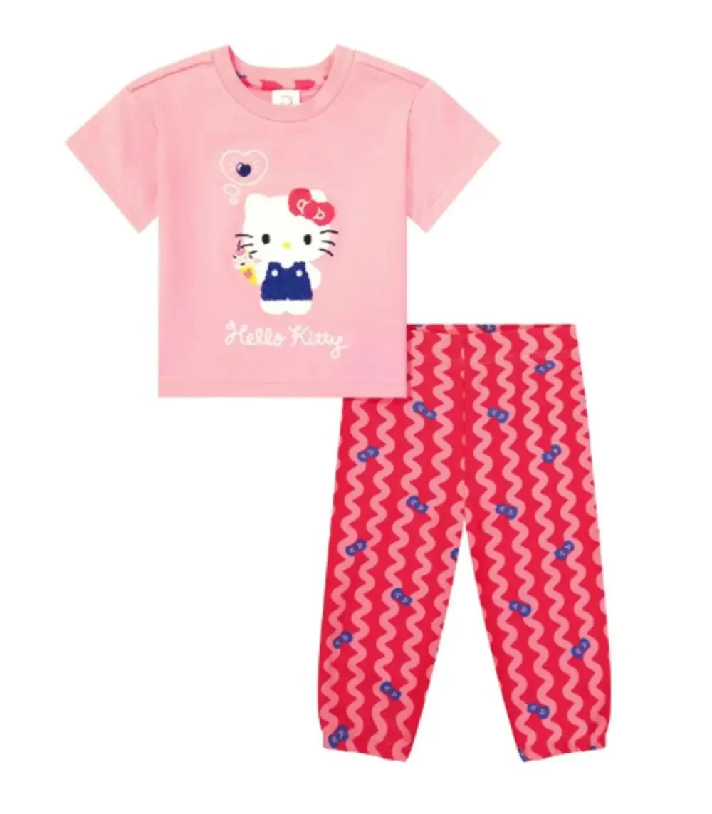 NWT Hello Kitty Baby Girl Top & Pants Outfit 2pc Set 6/9 Months Pink Bamboo